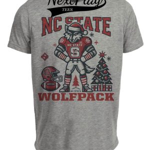 NC State Wolfpack Holiday Exclusive Retro Football Artwork Heather Gray Sublimated T-Shirt