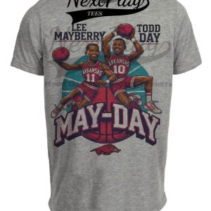 Arkansas Razorbacks Lee Mayberry Todd Day May-Day Exclusive Retro March Madness Basketball Artwork Heather Gray Sublimated T-Shirt