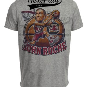 South Carolina Gamecocks John Roche Exclusive Retro March Madness Basketball Artwork Heather Gray Sublimated T-Shirt