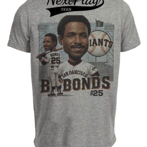 San Francisco Giants Barry Bonds Exclusive Retro Baseball Artwork Heather Gray Sublimated T-Shirt