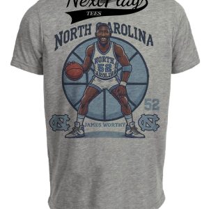 North Carolina Tar Heels James Worthy Exclusive Retro Basketball 1981 Artwork Heather Gray Sublimated T-Shirt