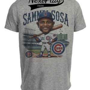 Chicago Cubs Sammy Sosa Exclusive Retro Baseball 1997 Artwork Heather Gray Sublimated T-Shirt