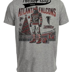 Atlanta Falcons Holiday Mascot Exclusive Retro Football Artwork Heather Gray Sublimated T-Shirt