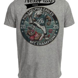 Philadelphia Eagles Exclusive Retro Football Conference Champs Artwork Heather Gray Sublimated T-Shirt
