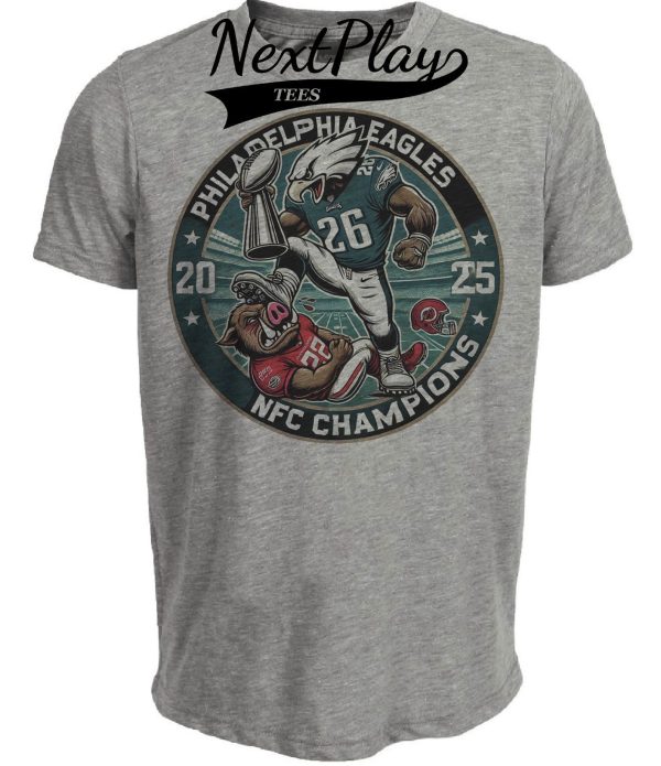 Philadelphia Eagles Exclusive Retro Football Conference Champs Artwork Heather Gray Sublimated T-Shirt