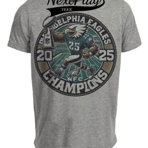 Philadelphia Eagles Exclusive Retro Conference Champions Football Artwork Heather Gray Sublimated T-Shirt