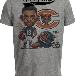 Chicago Bears Caleb Williams QB RC Exclusive Retro Football Artwork Heather Gray Sublimated T-Shirt