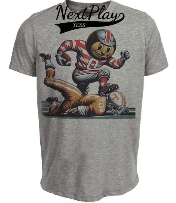 Ohio State Buckeyes vs. Tennessee Volunteers Exclusive Retro Rivalries Playoff Football Artwork Heather Gray Sublimated T-Shirt