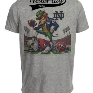 Notre Dame Fighting Irish vs. Georgia Bulldogs Exclusive Retro Rivalries Playoff Football Stadium Artwork Heather Gray Sublimated T-Shirt
