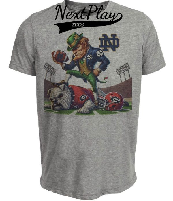 Notre Dame Fighting Irish vs. Georgia Bulldogs Exclusive Retro Rivalries Playoff Football Stadium Artwork Heather Gray Sublimated T-Shirt