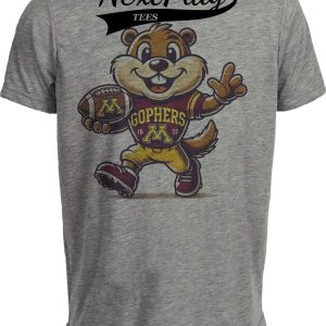 Minnesota Golden Gophers Exclusive Retro Football Running Mascot Artwork Heather Gray Sublimated T-Shirt
