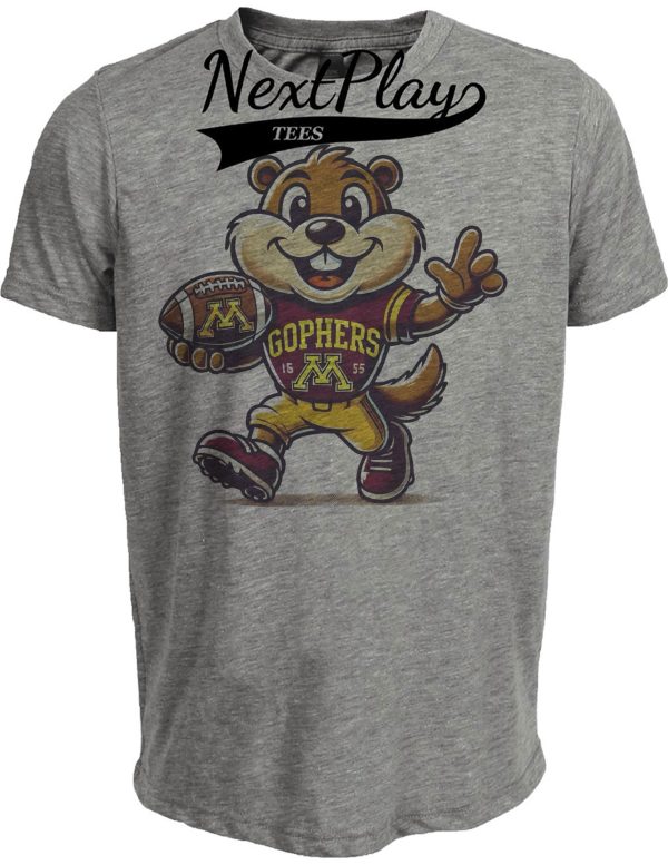 Minnesota Golden Gophers Exclusive Retro Football Running Mascot Artwork Heather Gray Sublimated T-Shirt