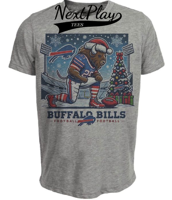 Buffalo Bills Holiday Exclusive Retro Football Artwork Heather Gray Sublimated T-Shirt