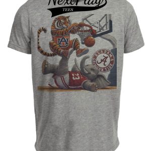 Auburn Tigers vs. Alabama Crimson Tide Exclusive Retro Rivalries Basketball Artwork Heather Gray Sublimated T-Shirt