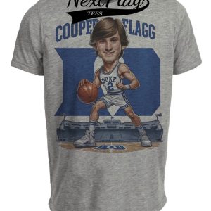 Duke Blue Devils Cooper Flagg #2 Exclusive Retro Basketball Artwork Heather Gray Sublimated T-Shirt