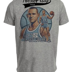 North Carolina Tar Heels Larry Miller Exclusive Retro Basketball 1965 Artwork Heather Gray Sublimated T-Shirt