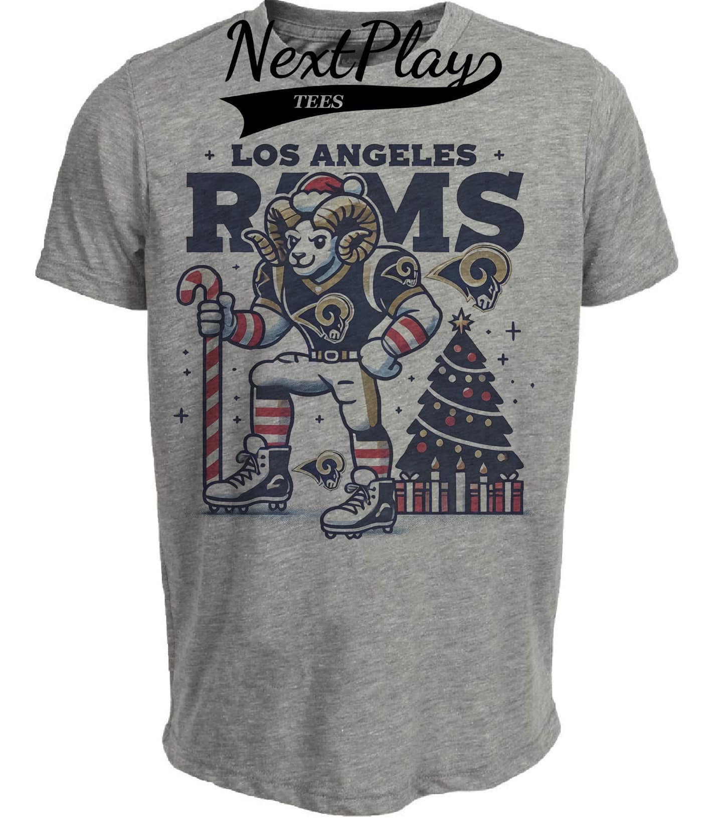 Los Angeles Rams Holiday Exclusive Retro Football Artwork Heather Gray Sublimated T-Shirt