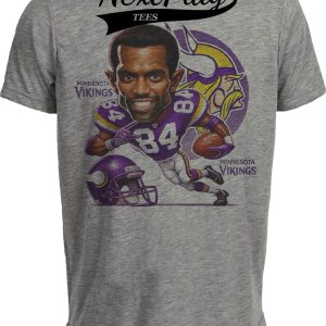 Minnesota Vikings Randy Moss Exclusive Retro Football 1998 Artwork Heather Gray Sublimated T-Shirt