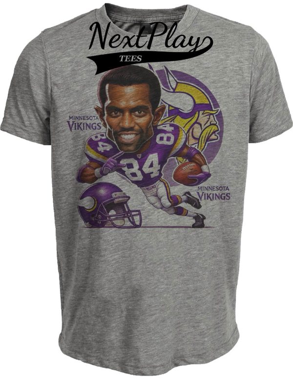 Minnesota Vikings Randy Moss Exclusive Retro Football 1998 Artwork Heather Gray Sublimated T-Shirt