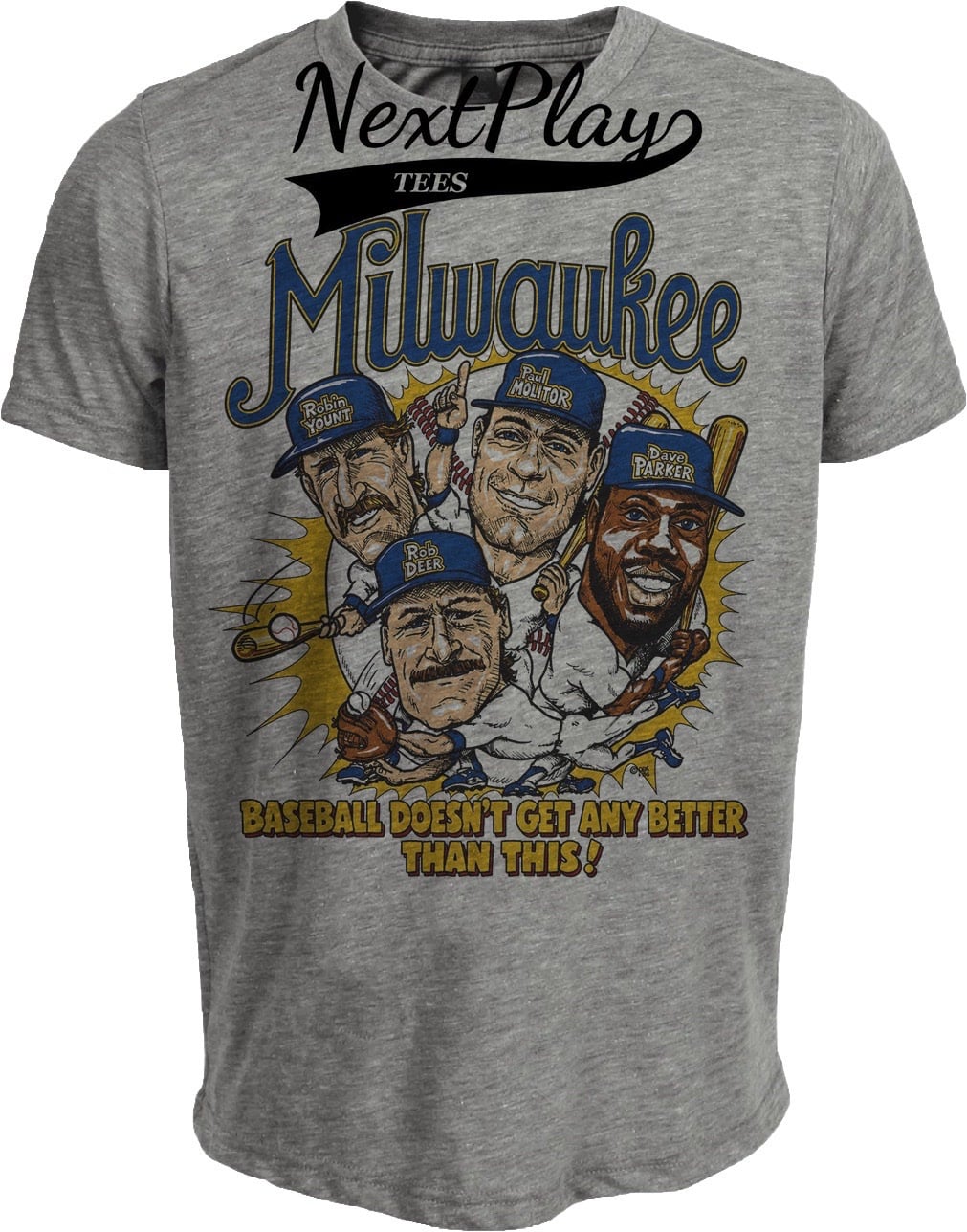 Milwaukee Brewers Yount Molitor Retro Baseball Gray Sublimated T-Shirt