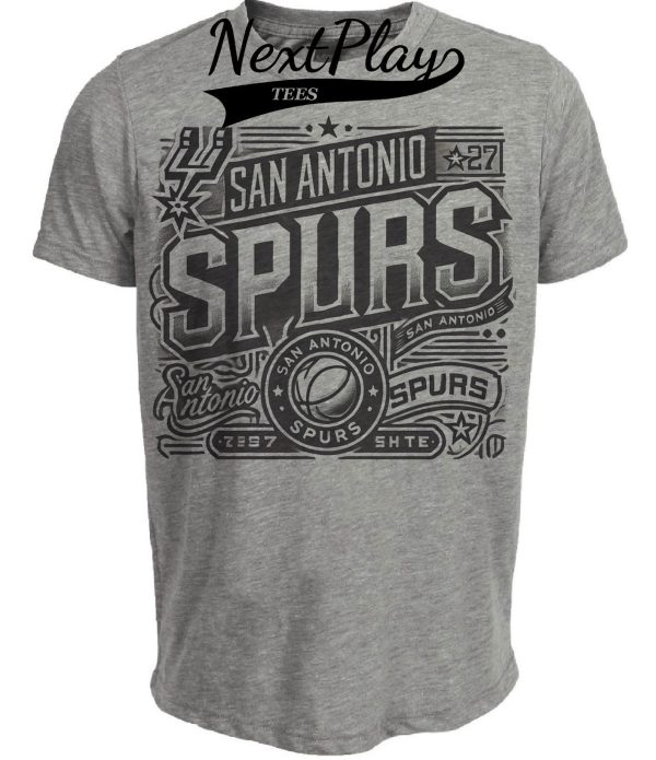 San Antonio Spurs Exclusive Retro Basketball Artwork Heather Gray Sublimated T-Shirt