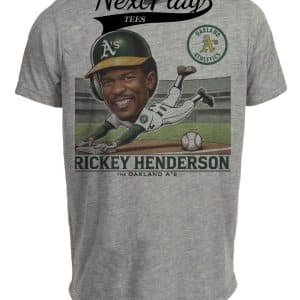 Oakland A’s Athletics Rickey Henderson Stolen Base Exclusive Retro Baseball Artwork Heather Gray Sublimated T-Shirt