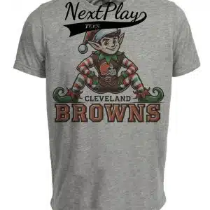 Cleveland Browns Holiday Exclusive Retro Football Brownie Artwork Heather Gray Sublimated T-Shirt