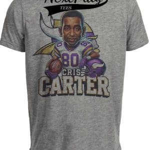 Minnesota Vikings WR Cris Carter Exclusive Retro Football 1989 Artwork Heather Gray Sublimated T-Shirt