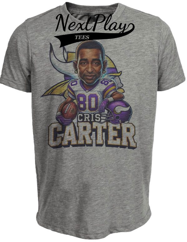 Minnesota Vikings WR Cris Carter Exclusive Retro Football 1989 Artwork Heather Gray Sublimated T-Shirt