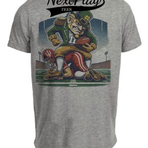 Notre Dame Fighting Irish vs. Indiana Hoosiers Exclusive Retro Rivalries Playoff Football Artwork Heather Gray Sublimated T-Shirt