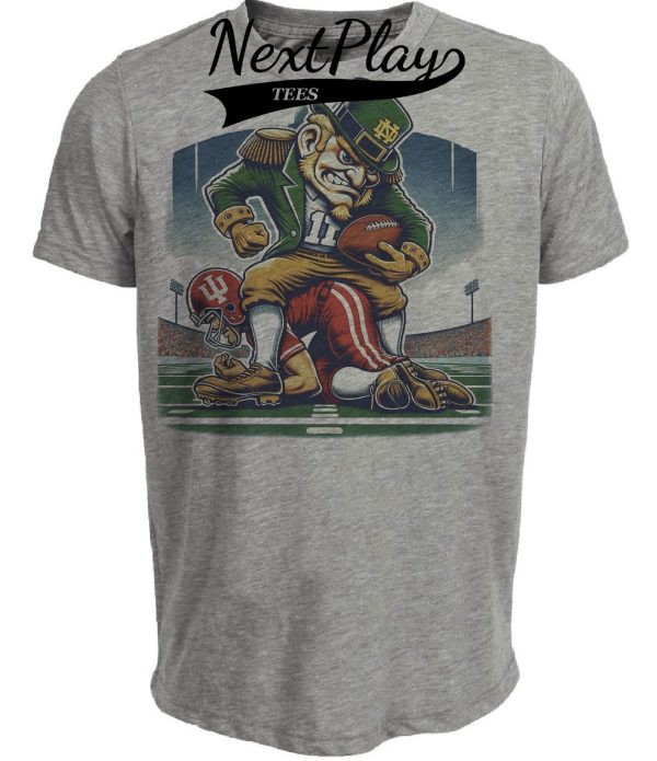 Notre Dame Fighting Irish vs. Indiana Hoosiers Exclusive Retro Rivalries Playoff Football Artwork Heather Gray Sublimated T-Shirt