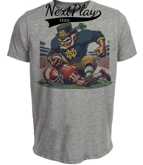 Notre Dame Fighting Irish vs. Indiana Hoosiers Exclusive Retro Rivalries Playoff Football Artwork Heather Gray Sublimated T-Shirt