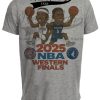 Oklahoma City Thunder Shai Gilgeous-Alexander vs. Minnesota Timberwolves Anthony Edwards Exclusive Western Finals Retro Rivalries Basketball Artwork Heather Gray Sublimated T-Shirt