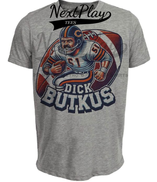 Chicago Bears Dick Butkus Exclusive Retro Football Artwork Heather Gray Sublimated T-Shirt