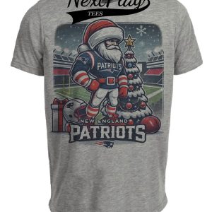 New England Patriots Holiday Exclusive Retro Football Artwork Heather Gray Sublimated T-Shirt