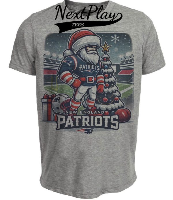 New England Patriots Holiday Exclusive Retro Football Artwork Heather Gray Sublimated T-Shirt