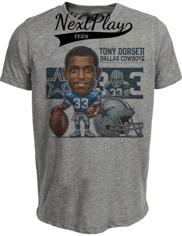 Dallas Cowboys Tony Dorsett Exclusive Retro Football 1978 Artwork Heather Gray Sublimated T-Shirt