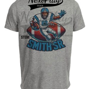 Carolina Panthers Steve Smith Sr. Exclusive Retro Football Artwork Heather Gray Sublimated T-Shirt