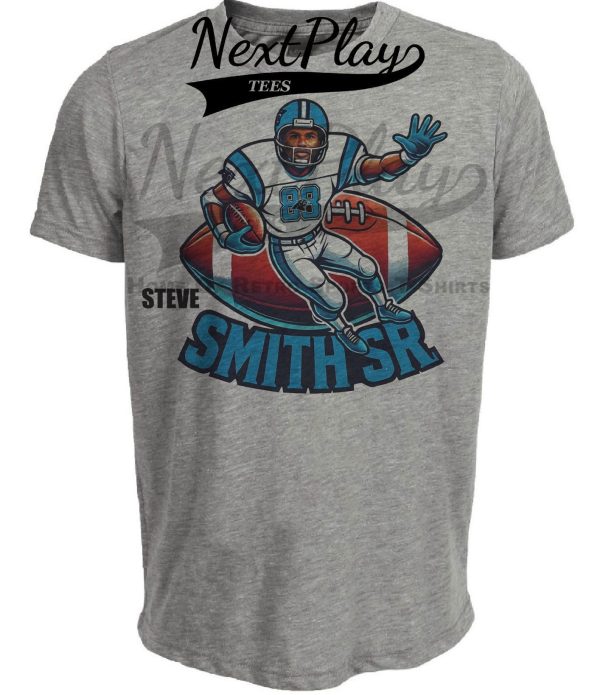 Carolina Panthers Steve Smith Sr. Exclusive Retro Football Artwork Heather Gray Sublimated T-Shirt