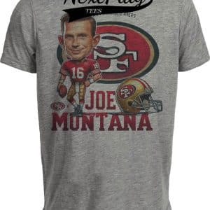 San Francisco 49ers Joe Montana Exclusive Retro Football 1983 Artwork Heather Gray Sublimated T-Shirt