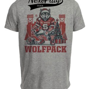 NC State Wolfpack Holiday Stadium Exclusive Retro Football Artwork Heather Gray Sublimated T-Shirt