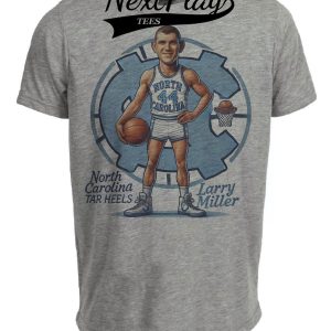 North Carolina Tar Heels Larry Miller Exclusive Retro Basketball 1964 Artwork Heather Gray Sublimated T-Shirt