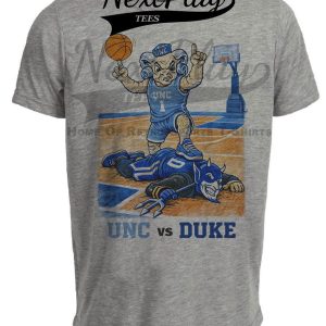 North Carolina Tar Heels vs Duke Blue Devils Rivals Basketball Gray Sublimated T-Shirt