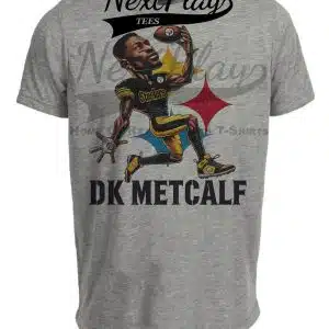 Pittsburgh Steelers DK Metcalf TD Exclusive Retro Football Artwork Heather Gray Sublimated T-Shirt