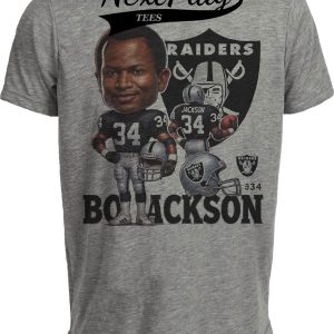 Los Angeles Raiders Bo Jackson Exclusive Retro Football 1988 Artwork Heather Gray Sublimated T-Shirt