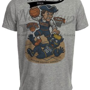 New York Knicks vs. Indiana Pacers Exclusive Retro Rivalries Basketball Dunk Artwork Heather Gray Sublimated T-Shirt