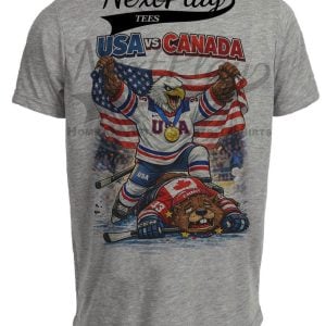 USA vs Canada Rivals Winter Olympics Gold Medal Hockey Gray Sublimated T-Shirt