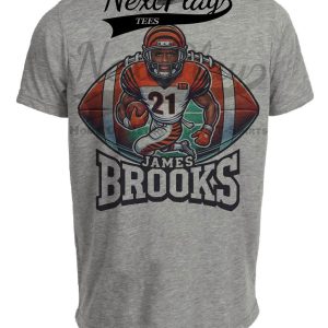 Cincinnati Bengals James Brooks Exclusive Retro Football 1988 Artwork Heather Gray Sublimated T-Shirt