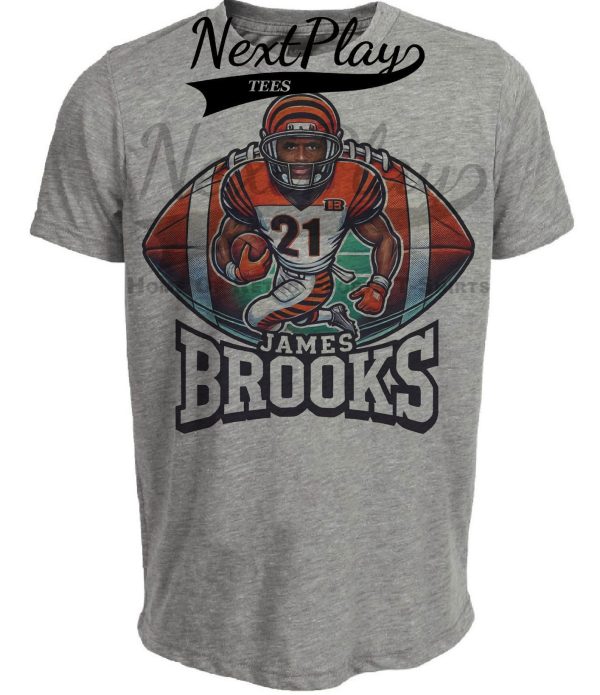 Cincinnati Bengals James Brooks Exclusive Retro Football 1988 Artwork Heather Gray Sublimated T-Shirt
