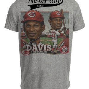 Cincinnati Reds Eric Davis Exclusive Retro Baseball Artwork Heather Gray Sublimated T-Shirt